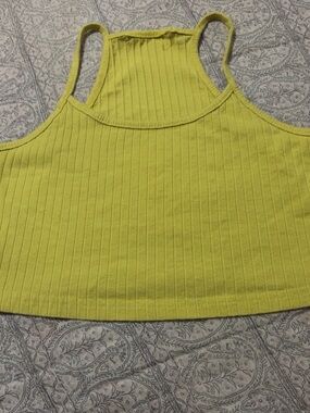 Ribbed Halter Crop Top in Lime